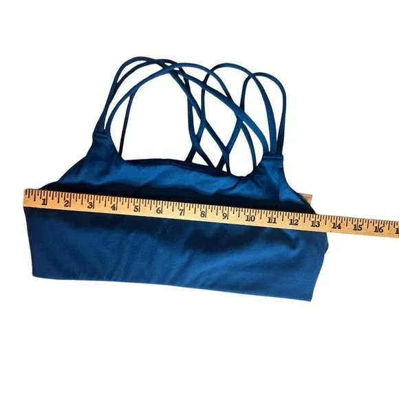 Athleta Strappy Back Sports Bra Blue/Teal Size M Fair Trade Certified - Picture 4 of 5
